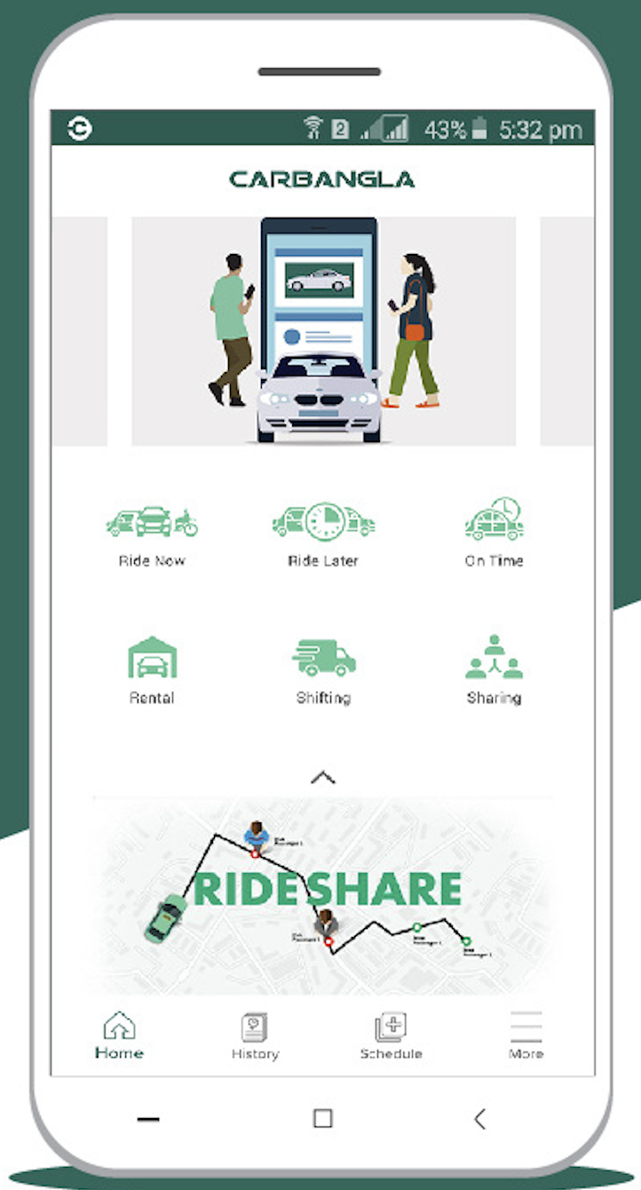 Carbangla ridesharing app screenshot